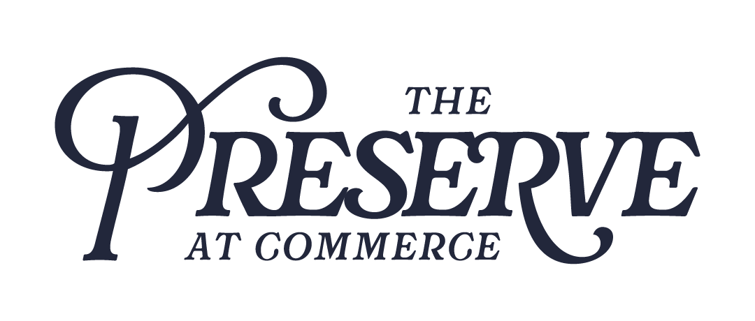 The image features a logo with the words "The Preserve at Commerce" written in an elegant, cursive font.
